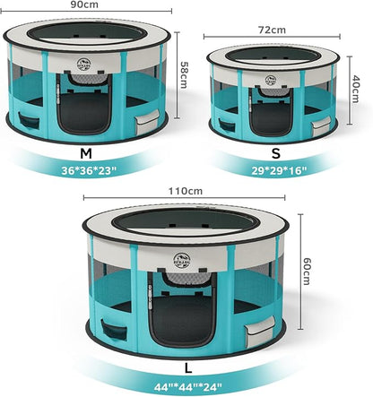 Playpen for Dogs, Large Foldable Pet Play Pens Indoor Outdoor Exercise Pen with Carrying Case Food Bowl for Cat Puppy Rabbit