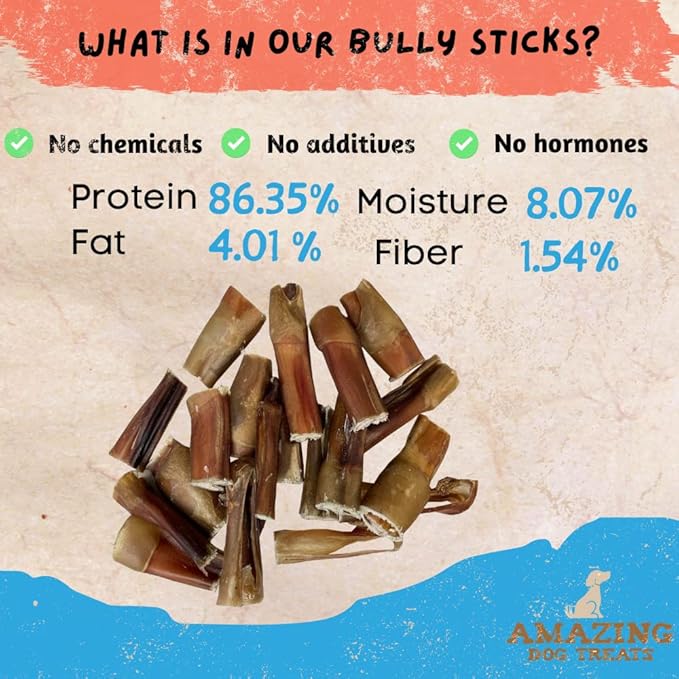 Amazing Dog Treats - Bully Stick Bites (3 Lb. Bag) Premium Dog Chews - Easily Digestible Bully Stick Dog Treat - 100% Beef Bully Bones
