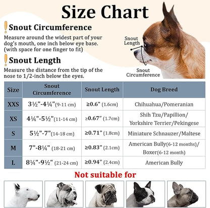 Mayerzon Short Snout Dog Muzzle, Small Muzzle for Chihuahua Shih Tzu American Bully Boxer Puppy, Soft Fabric Muzzles for Grooming Vet Visits, Prevent Biting Chewing Fighting