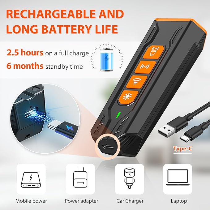 Anti barking device, Rechargeable ultrasonic dog repeller, up to 23 Ft Effective Control Range, Safe for Human & Dogs, Portable Indoor & Outdoor, Dog Training & Behavior Aids (Black Orange)