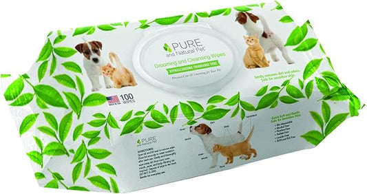Pure and Natural Pet Grooming and Cleansing Wipes for All Pets (Unscented) 100 ct.