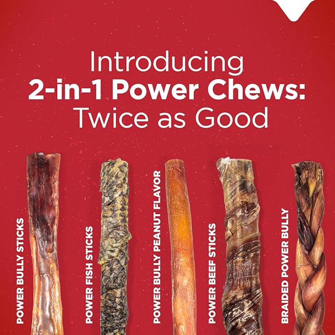 Natural Farm Braided Power Bully Sticks Dog Chews (12”, 10-Pack), 2-in-1 Power Chews: Premium Beef Cheek Wrapped in Beef Pizzle, Braided Together for a Very Long Lasting Chew, Great for Large Dogs