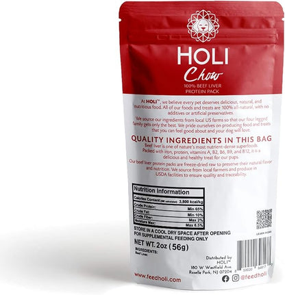 HOLI Freeze Dried Dog Food Topper - 3 Pack 2oz/Bag (Beef Liver, Chicken Breast, Salmon) Mix in Flavor Enhancer, 100% All Natural