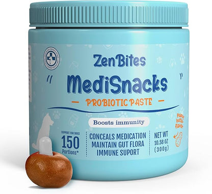 MediSnacks Pill Pouch Paste for Dogs Capsule (150 Servings) Peanut Butter Flavoured Immune and Digestive Support to Conceal Medication for Dogs Natural Soft Dog Treats 10.6oz
