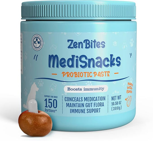 MediSnacks Pill Pouch Paste for Dogs Capsule (150 Servings) Peanut Butter Flavoured Immune and Digestive Support to Conceal Medication for Dogs Natural Soft Dog Treats 10.6oz