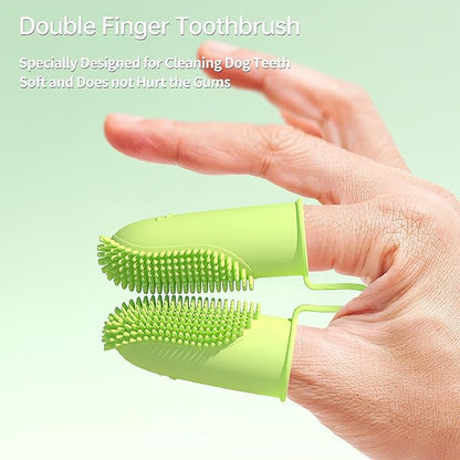 3 Pack Finger Toothbrush for Dogs, Dog Toothbrush Kit for Easy Teeth Cleaning, Double-Finger Toothbrush Dental Care for Puppies, Cats and Small Pets