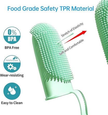 2 Pack Toothbrush for Dog, Finger Toothbrush Kit, 135ºSurround Bristles for Easy Teeth Cleaning, Double-Finger Toothbrush Dental Care for Puppies, Cats and Small Pets