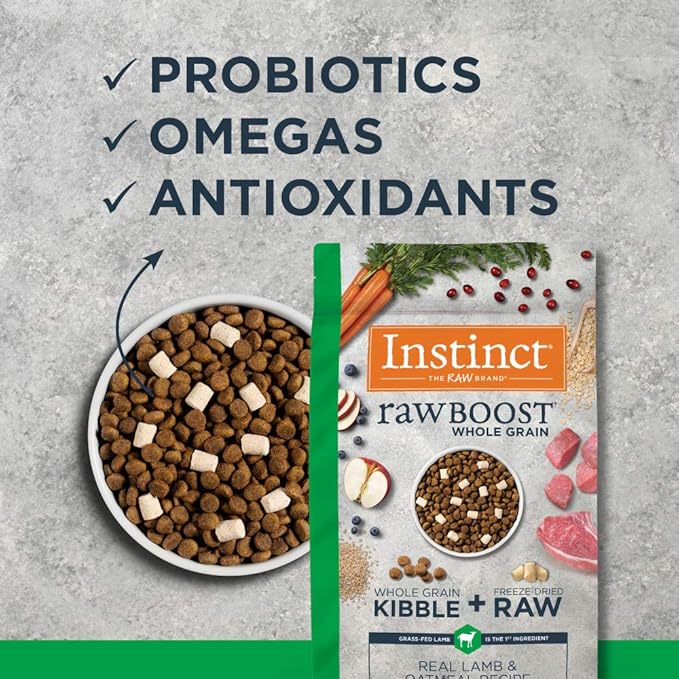 Instinct Raw Boost Whole Grain Real Lamb & Oatmeal Recipe Natural Dry Dog Food, 4.5 lb. Bag