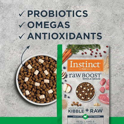 Instinct Raw Boost Whole Grain Real Lamb & Oatmeal Recipe Natural Dry Dog Food, 4.5 lb. Bag