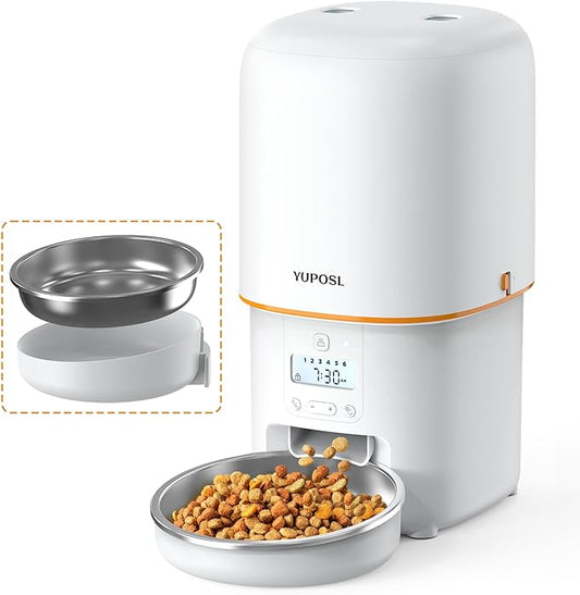 Automatic Cat Feeders - 2L/4L Cat Food Dispenser Easy to Use, Timed Automatic Pet Feeder with Over 180-day Battery Life, 1-6 Meals Dry Food Programmable Portion Control Also for Dogs