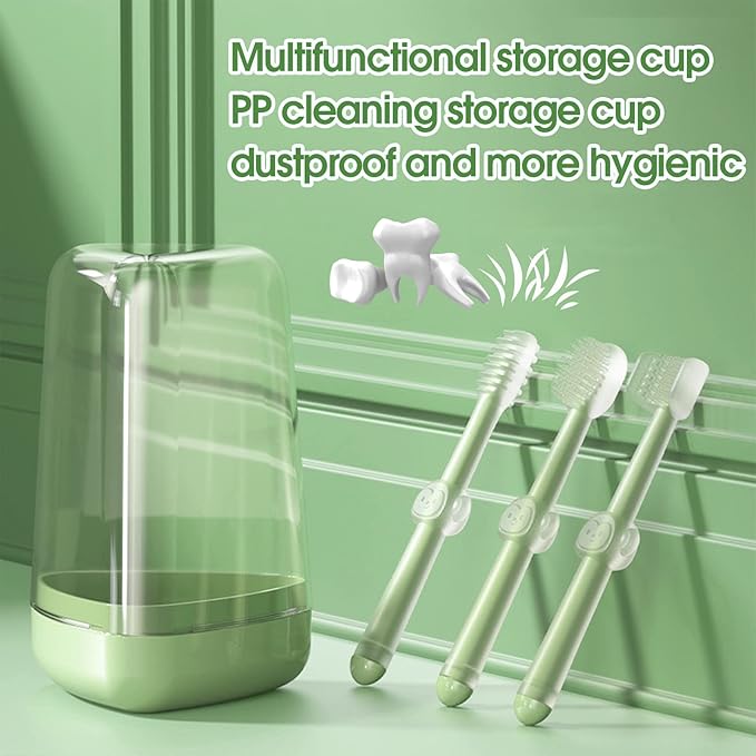 3-Piece Pet Silicone Toothbrush Set for Small Dogs and Cats - Safe and Gentle Dental Care for Your Furry Friend - Non-Toxic, Soft and Durable -Ideal Small Dog and Cat Toothbrush Kit(Green)
