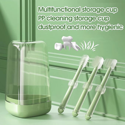 3-Piece Pet Silicone Toothbrush Set for Small Dogs and Cats - Safe and Gentle Dental Care for Your Furry Friend - Non-Toxic, Soft and Durable -Ideal Small Dog and Cat Toothbrush Kit(Green)