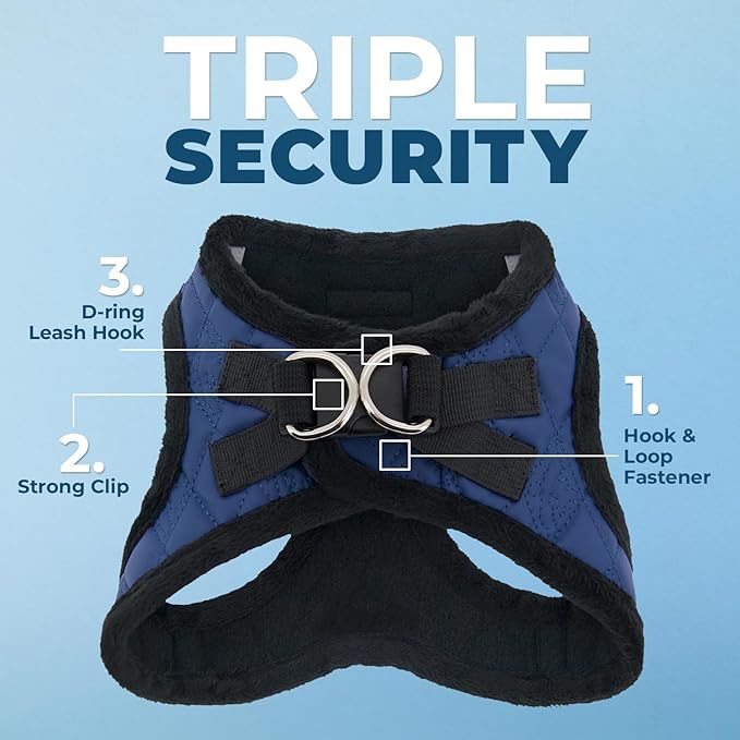 Voyager Step-In Plush Dog Harness – Soft Plush, Step In Vest Harness for Small and Medium Dogs by Best Pet Supplies - Harness (Royal Blue Faux Leather), M (Chest: 16 - 18")