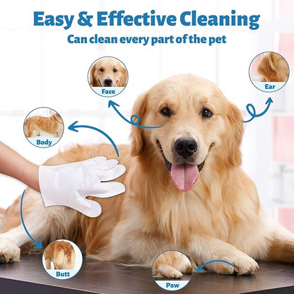 Nexnova™ glove wet wipes for pets dogs and cats, 5 pcs, Cleaning Deodorizing Bathing Hypoallergenic Grooming Unscented