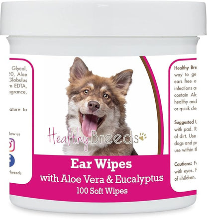 Healthy Breeds Finnish Lapphund Ear Cleaning Wipes with Aloe & Eucalyptus for Dogs 100 Count