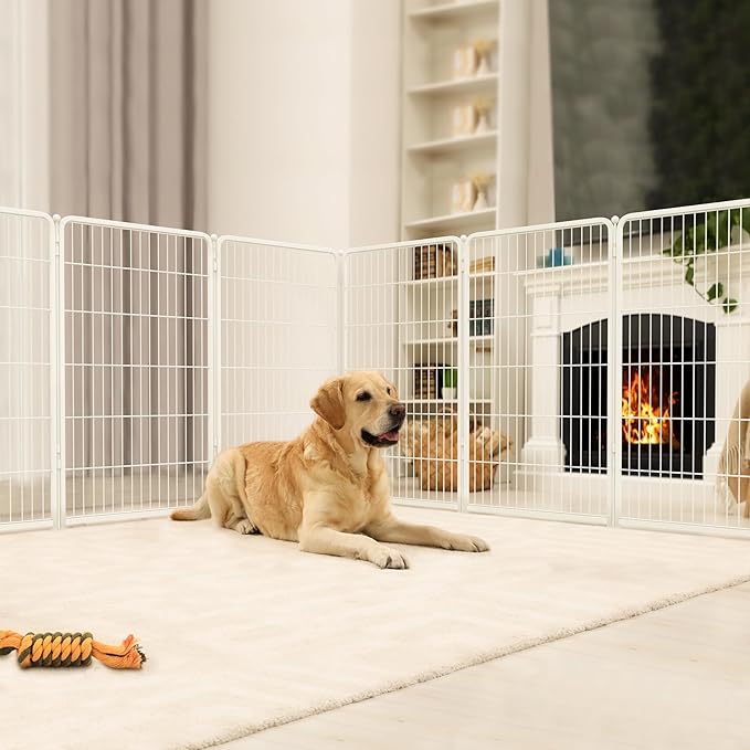 FXW Homeplus Dog Playpen Designed for Indoor Use, 45" Height for Large Dogs, White│Patented