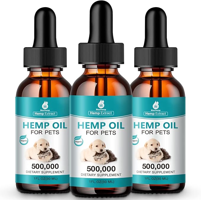 Hemp Oil for Cats and Dogs (3 Packs) Pet Hemp Drops Helps Anxiety Stress Pain Holistic Inflammation Skin Allergies Relief Joint Hip Аrthritis Sleep Aid Calm Tincture Oils, Organic Extract Treats