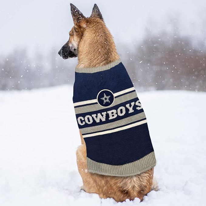 Pets First NFL Dallas Cowboys Dog Sweater, Size Large. Warm and Cozy Knit Pet Sweater with NFL Team Logo, Best Puppy Sweater for Large and Small Dogs, Team Color (DAL-4179-LG)