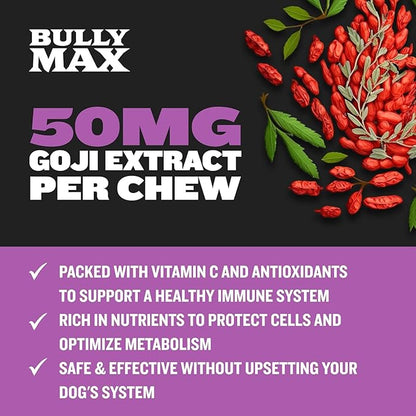 Bully Max 2-in-1 Anti-Aging Multivitamin Chews - Senior Dog Food Supplement for Vitality, Immunity, Joint Support with Postbiotics - Adult Dog Vitamins - 2 Packs, 75 Tasty Soft Chews per Pack