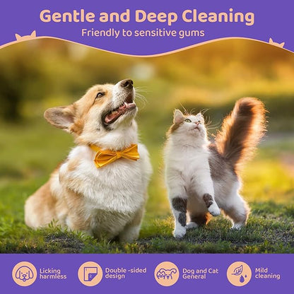 Dog Teeth Cleaning Wipes, Teeth Cleaning Finger Wipes for Dogs & Cats, Dog Dental Care Finger Wipes, Disposable Gentle Cleaning & Gum Care Pet Teeth Cleaning Wipes,Freshens Breath (60 Pcs)