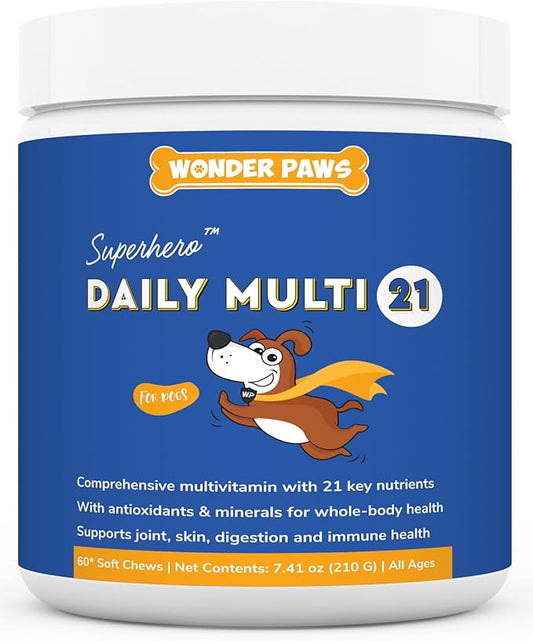 Premium Multivitamin for Dogs Daily Multi for Immune, Mood, Joint, Skin, Heart & Digestive Health - 21 in 1 Dog Multivitamins for Optimal Health Essential - 60 Multivitamin Dog Chews