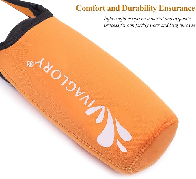 VIVAGLORY 25oz Stainless Steel Water Bottle & Neoprene Bottle Carrier Combo, Dog Drinking Bottles and Water Bottle Holder, Great for Hiking & Traveling with Pets
