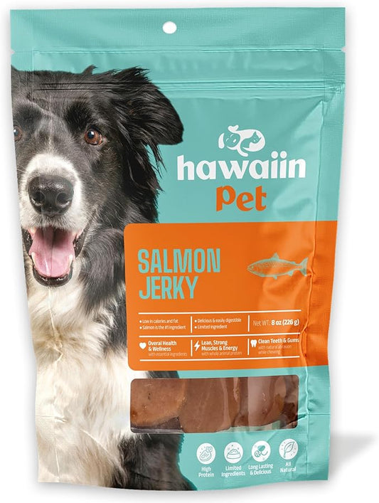 Salmon Jerky Dog Treats 8 oz, Rawhide-Free, Grain-Free, Made with Real Meat, Healthy, Long-Lasting and Great Tasting Treat