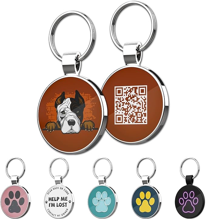 MYLUCKYTAG QR Code Pet ID Tags Dog Tags - Pet Online Profile - Scan QR Receive Instant Pet Location Alert Email