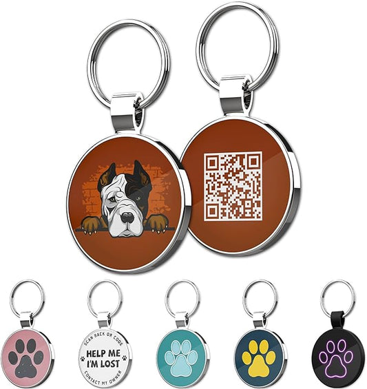 MYLUCKYTAG QR Code Pet ID Tags Dog Tags - Pet Online Profile - Scan QR Receive Instant Pet Location Alert Email