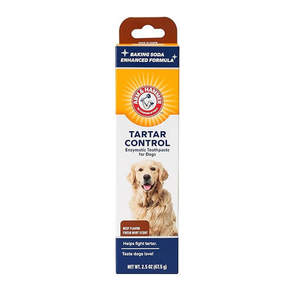 Arm & Hammer for Pets Tartar Control Enzymatic Toothpaste for Dogs | Reduces Plaque & Tartar Buildup | Safe for Puppies | Beef Flavor, 2.5 Ounces Dog Toothpaste