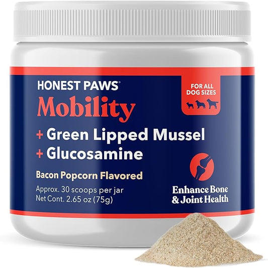 Honest Paws Mobility Bone and Joint Supplement for Dogs - Enhance Bone Health Lubricate Joints - Green Lipped Mussel, Glucosamine, Fish Oil, Chondroitin Sulfate, MSM, Vitamin C with Natural Flavors