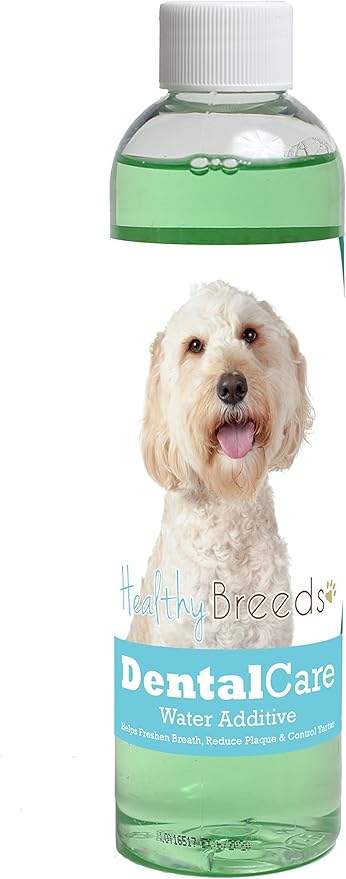 Healthy Breeds Dog Dental Care Water Additive for Labradoodle - Helps Freshen Breath, Reduce Plaque & Control Tartar - Mint Flavor - 8 oz