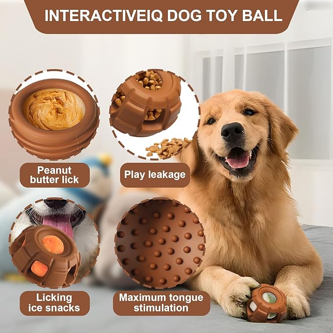 Interactive Dog Toys - Dog Puzzle Toy With Dog Treat Molds, Pet Food Grade Silicone Dog Enrichment Toys, Frozen Treat Dispensing Dog Toys to Keep Them Busy & Reduces Anxiety, Easy to Clean & Eco