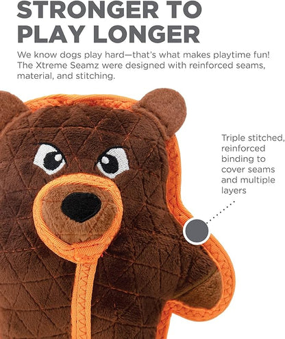 Outward Hound Xtreme Seamz Bear Squeaky Plush Dog Toy - Reinforced Dense Stuffing Plush Toy