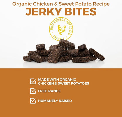 Dog Treats from ButcherBox - Organic Chicken and Sweet Potato Jerky Bites for Small and Large Dogs, Grain Free, Made and Sourced in The USA, 8 oz Bag (3 Count)