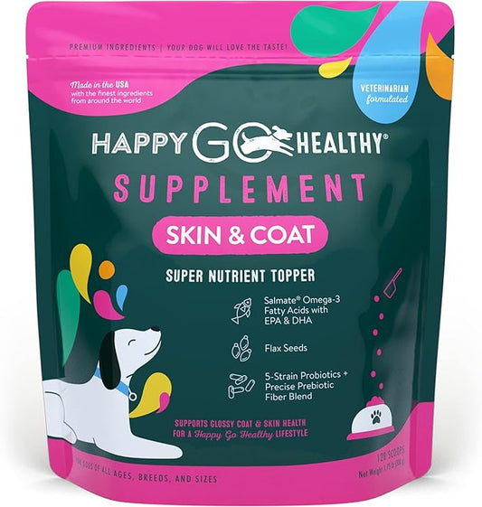 Skin & Coat Supplements for Dogs | Probiotic & Prebiotic Benefits with Wild Salmon Omega 3s to Help Your Dog Shine from The Inside Out | All Breeds, Ages and Sizes | 120 Count