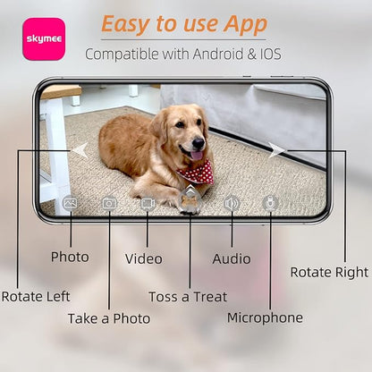 SKYMEE Petalk AI II Dog Camera Automatic Treat Dispenser, 5G WiFi Full HD Pet Camera with 180° Pan Full-Room View