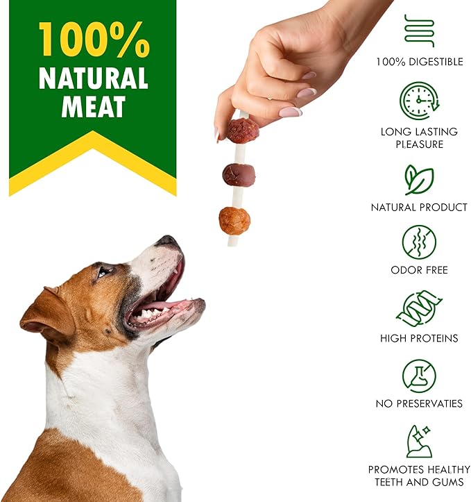 Beloved Pets Kabobs Dog Treats with Duck & Chicken Human Grade Meat - All Natural Pet Dried Snacks Rawhide - Free & Grain Free Long Lasting Chews for Large & Small Dogs - Supports Healthy Teeth
