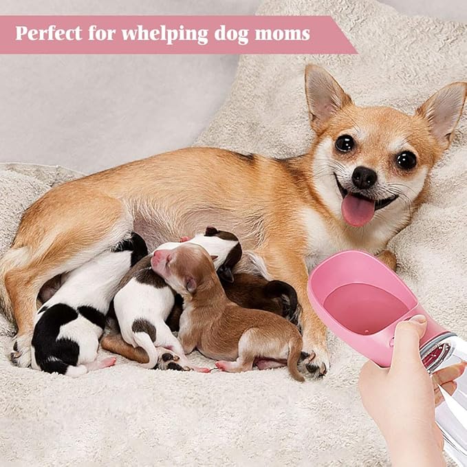 Dog Water Bottle, Lightweigh, Portable Travel Dog Water Dispenser, Puppy Drinking Bowl for Outdoor Walking and Hiking, Puppy Essentials, Dog Stuff - Pet Accessories(12oz, Pink)