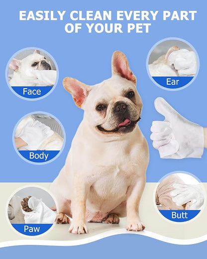 Cleaning Wipes Gloves for Dog and Cat,Pet Bathing Wipes Cleaning & Deodorizing,Dog Wipes for Body Paws Butt Daily Care,Cat Grooming Wipes Cleaning Fur Traveling Rinse Free,12PCS/2PACK