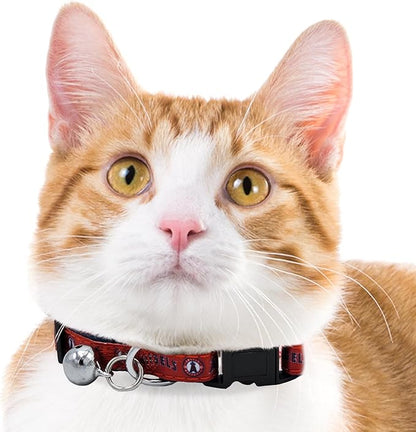 MLB CAT Collar Los Angeles Angels Satin Cat Collar Baseball Team Collar for Dogs & Cats. A Shiny & Colorful Cat Collar with Ringing Bell Pendant