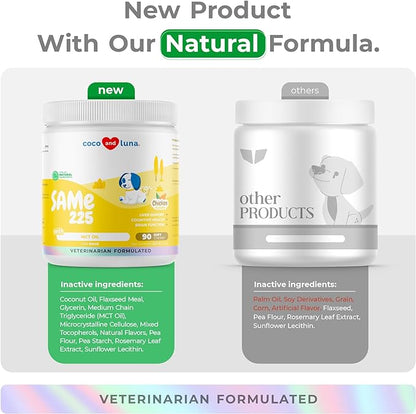 SAMe for Dogs - S-Adenosyl-L-Methionine - 90 Soft Chews - with MCT Oil for Better Absorption - Promotes Brain Health, Liver Support, and Cognitive Function