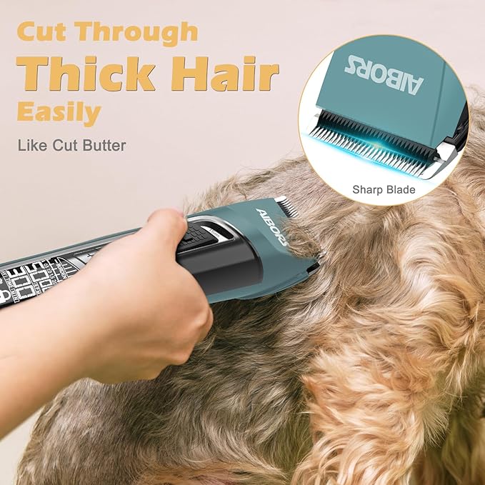 Dog Clippers for Grooming, 5-Speed Quiet High Power Dog Grooming Kit, Low Noise Rechargeable Cordless Electric Pet Hair Clipper Trimmer Shaver for Small Large Dogs Cats