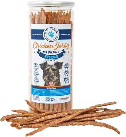 Chicken Jerky Sticks Crunchy Dog Treats Made in The USA Single Ingredient for Small to Large Dogs 75 Count 8oz
