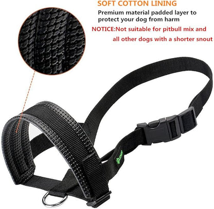 Nylon Dog Muzzle for Small,Medium,Large Dogs Prevent from Biting,Barking and Chewing,Adjustable Loop(XXL/Black)