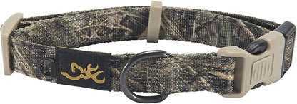 Browning Classic Preformance Webbing Pet Collar, Fully Adjustable, Available in Solid Colors and Camo Patterns, Realtree MAX-7, Small
