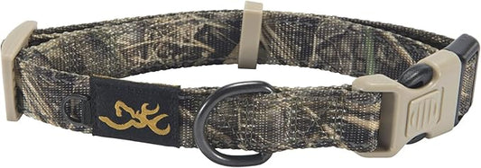 Browning Classic Preformance Webbing Pet Collar, Fully Adjustable, Available in Solid Colors and Camo Patterns, Realtree MAX-7, Small
