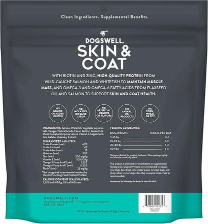 DOGSWELL Jerky Treats for Dogs, Skin and Coat Salmon Recipe 18 oz., 29235