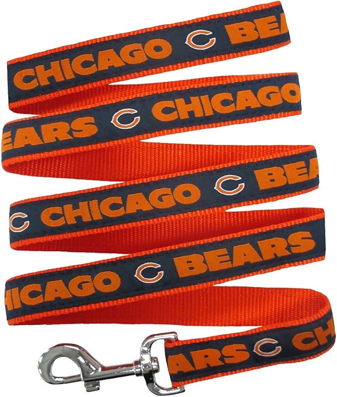 NFL PET Leash, Medium, Chicago Bears Dog Leash, Football Team Leash for Dogs & Cats. A Shiny & Colorful Dog & Cat Leash with Embroidered Team Name/Logo Licensed by the NFL