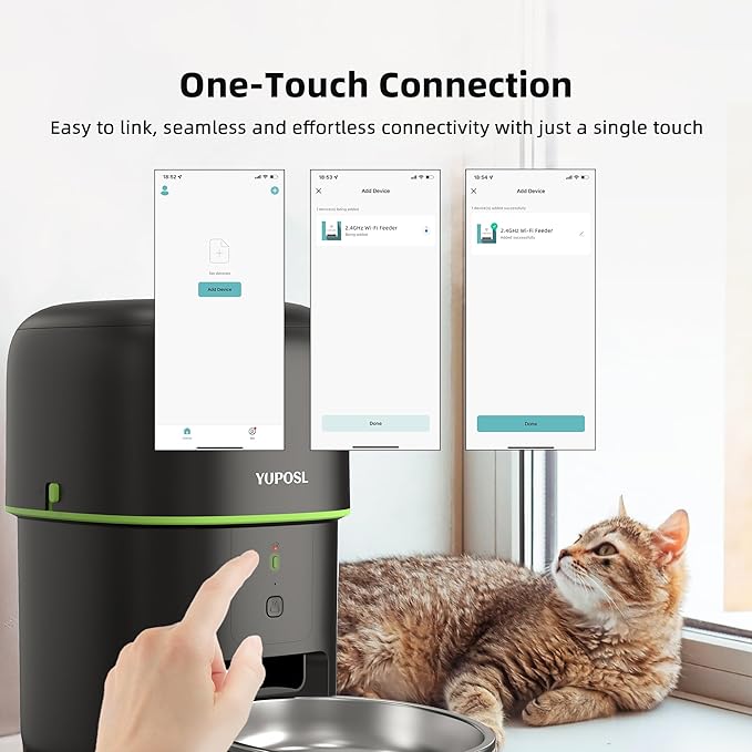 Automatic Cat Feeder WiFi - Easy to Clean 2L/4L WiFi Automatic Cat Feeder for Remote Feeding, Cat Food Dispenser with Lock Feature and Suitable Portion Size, Only 2.4GHz